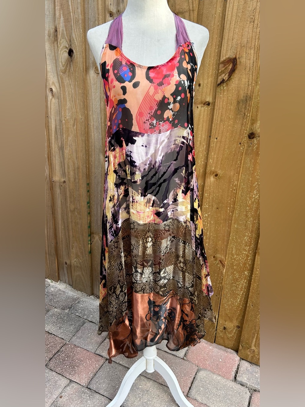 Silvia Tcherassi Silk Halter Abstract Mini Dress